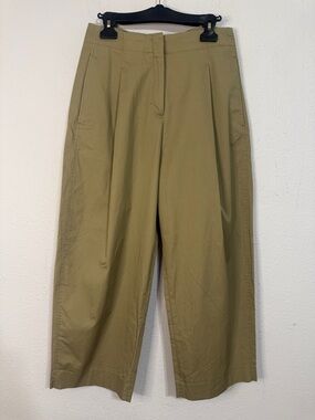 NWT COS Women Khaki-Tone Pleated Barrel-Leg Chinos Trousers Size 8